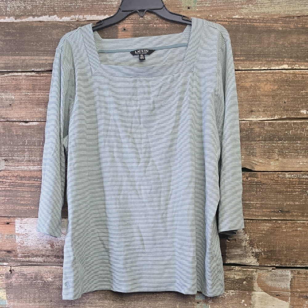 🐥Ralph Lauren Light Blue and White Striped Long Sleeve Top